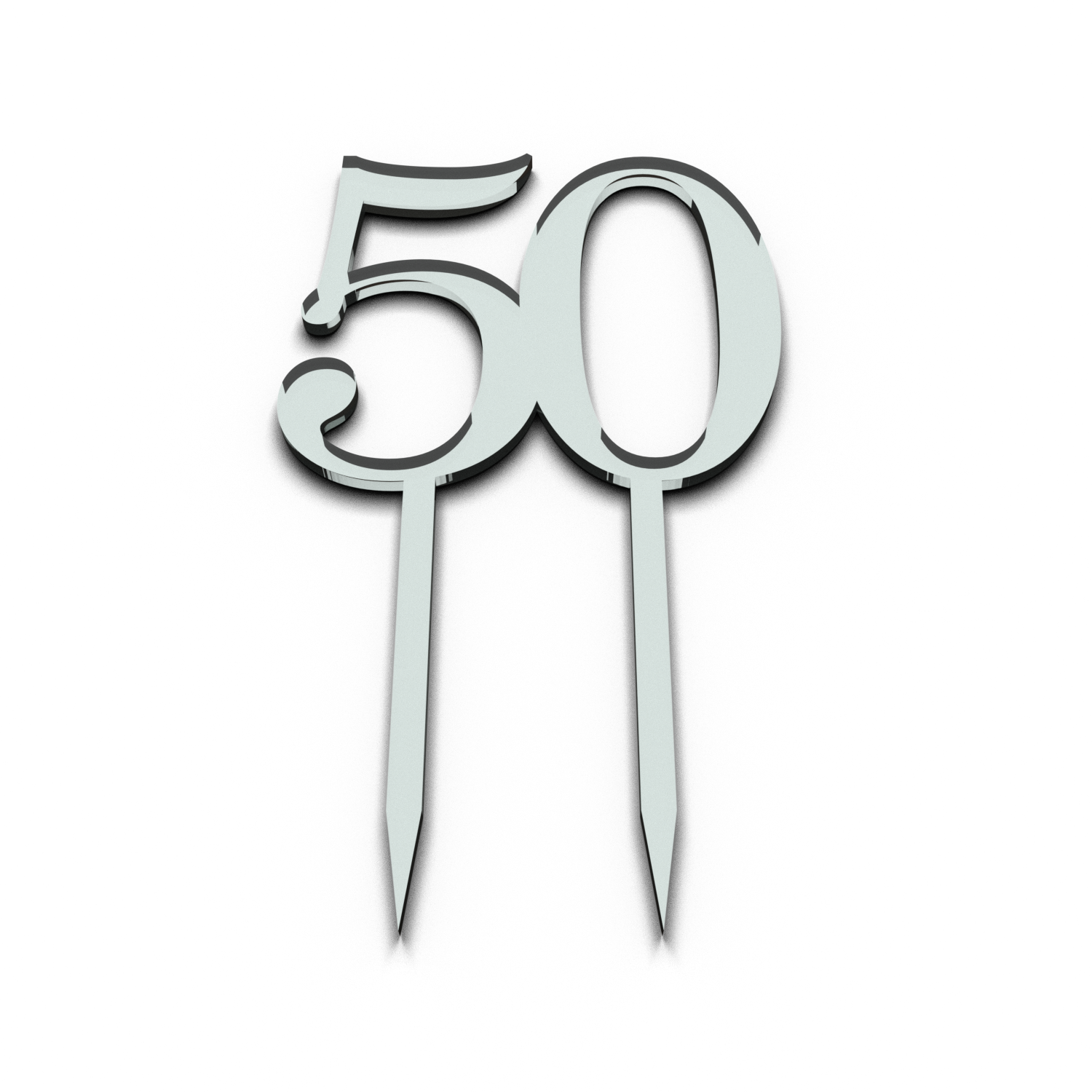 Топпер на торт цифра 50 акриловый серебряный