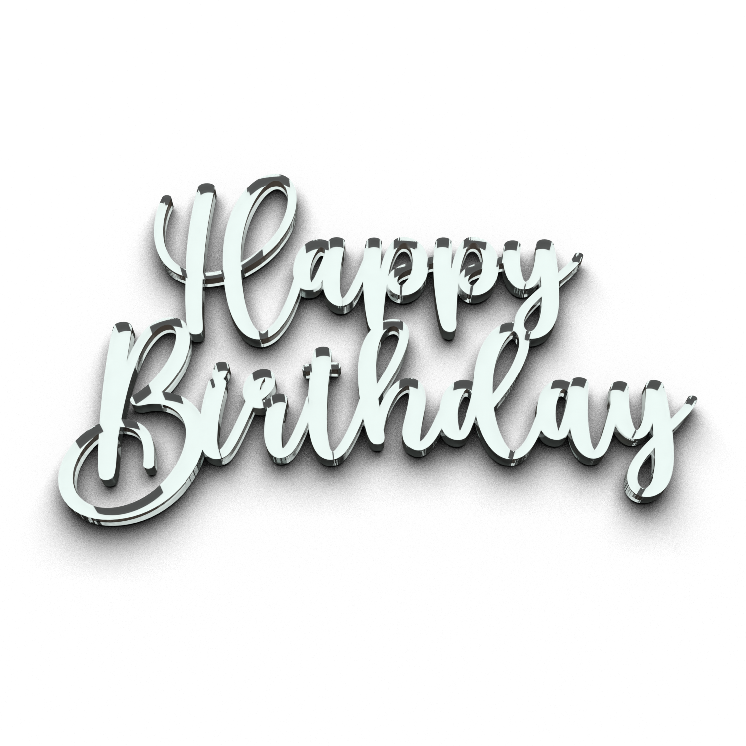 Топпер для торта happy birthday серебряный акриловый