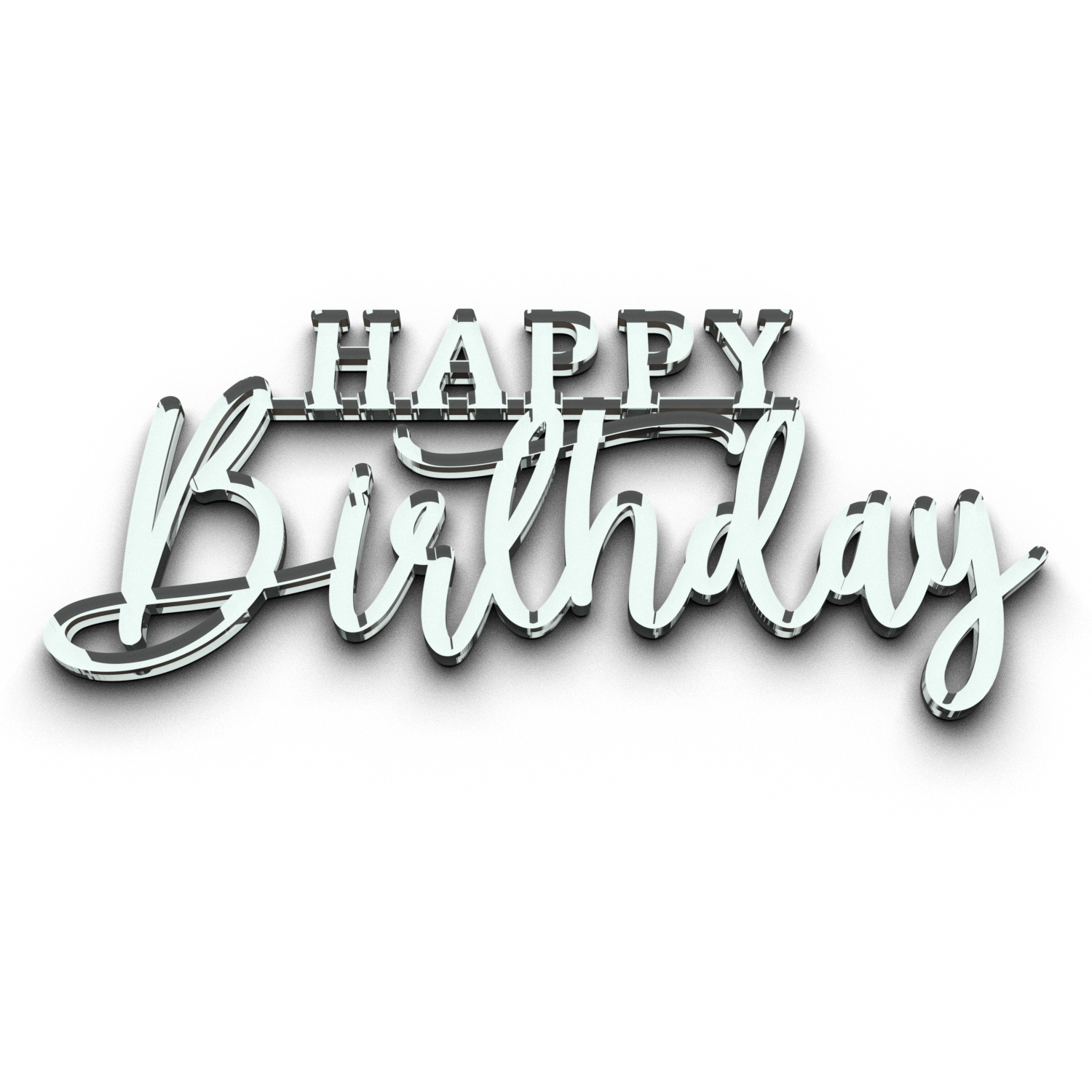 Надпись happy birthday акриловвя серебряная
