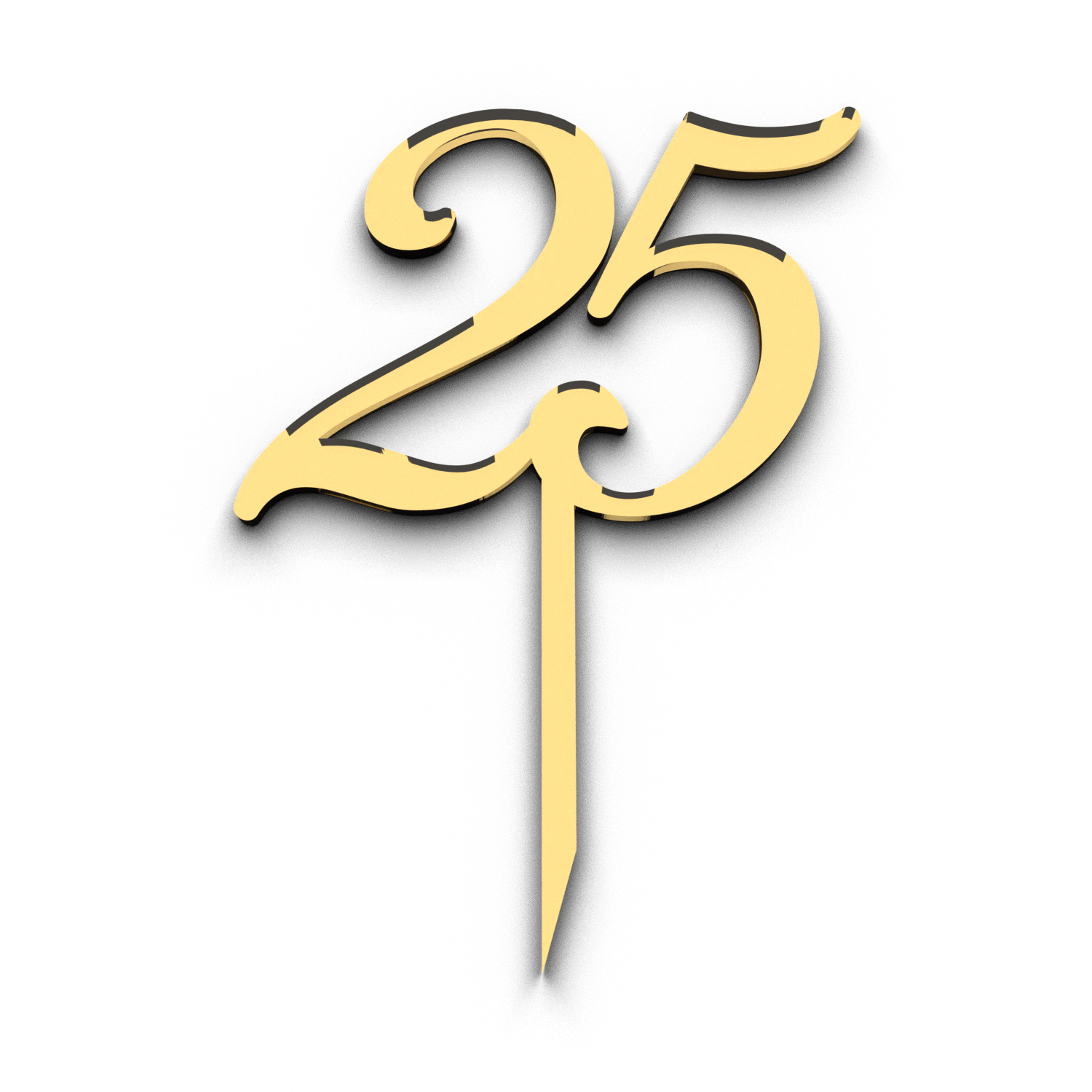 Цифра 25 на ножке, золотой акрил