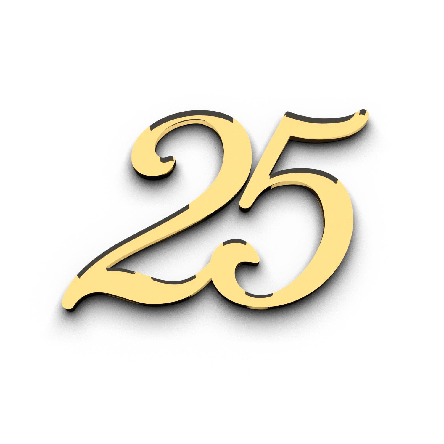 Цифра 25 из золотого акрила на торт
