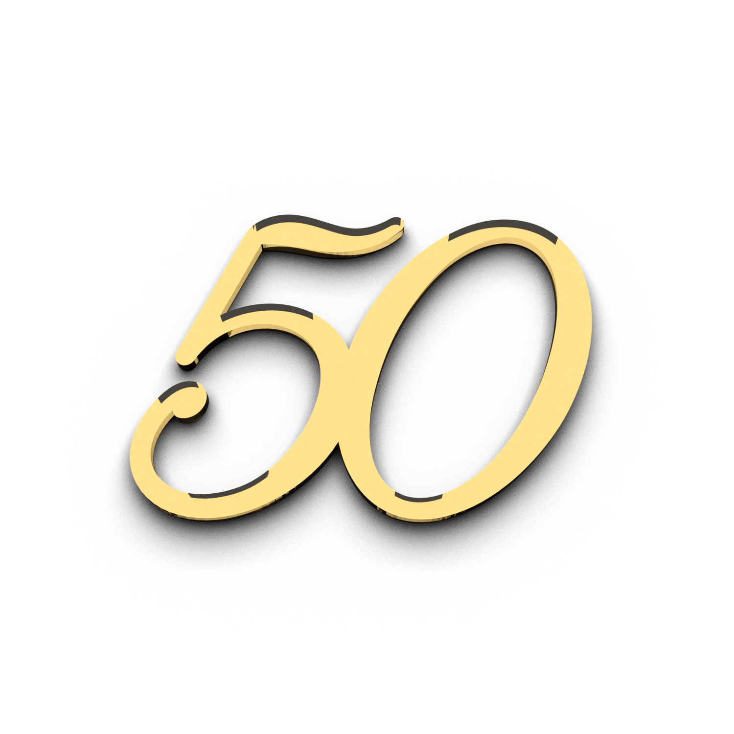 Цифра 50 из золотого акрила для на торт