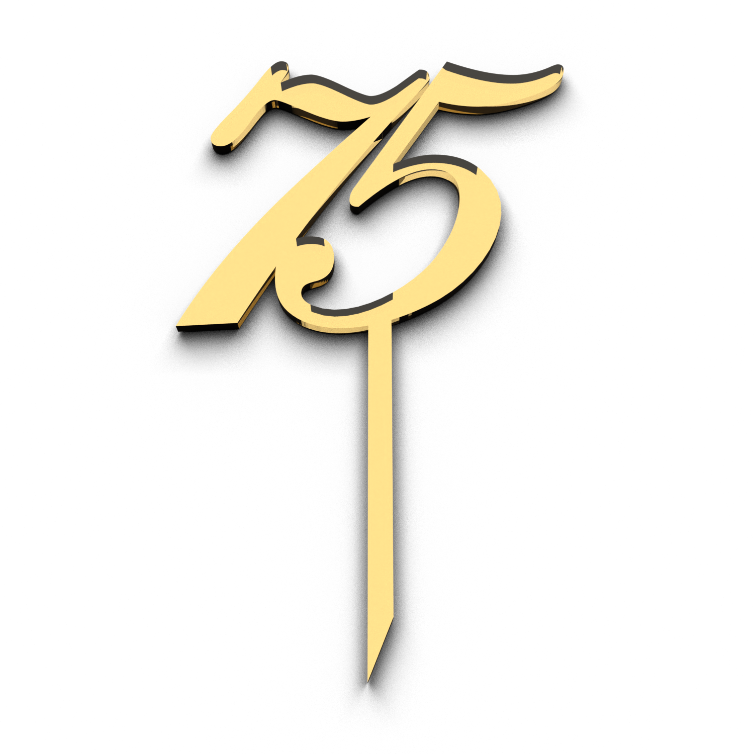 Топпер для торта цифра 75 на ножке золотой акриловый