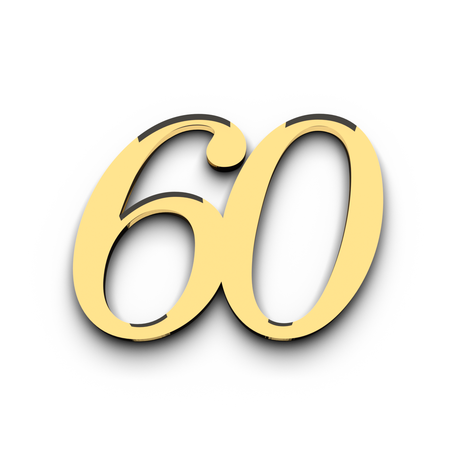 Цифра 60 из золотого акрила для торта