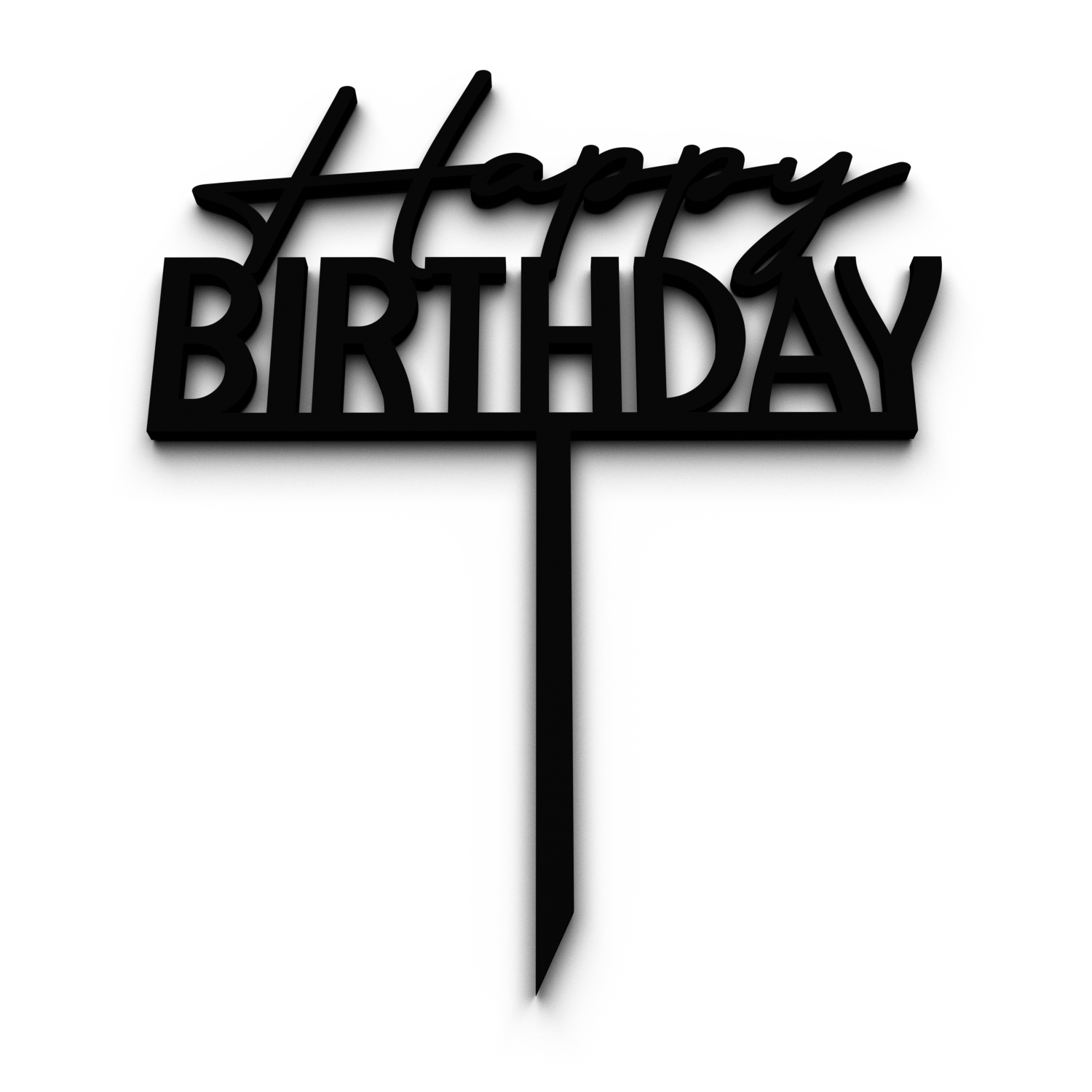 Топпер для торта happy birthday черный