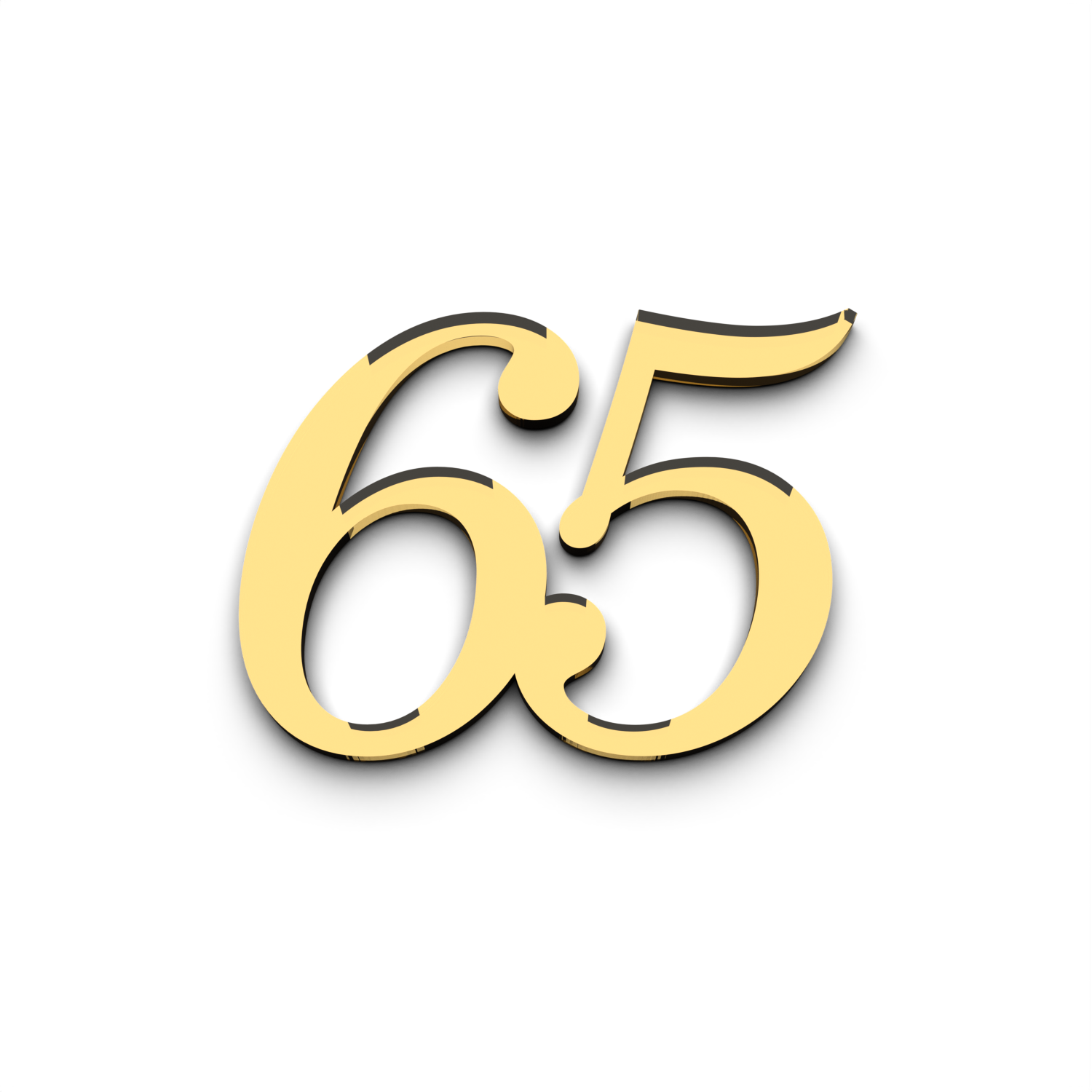 Цифра 65 золотая акриловая