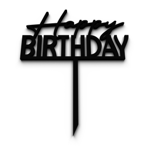 Топпер для торта happy birthday черный
