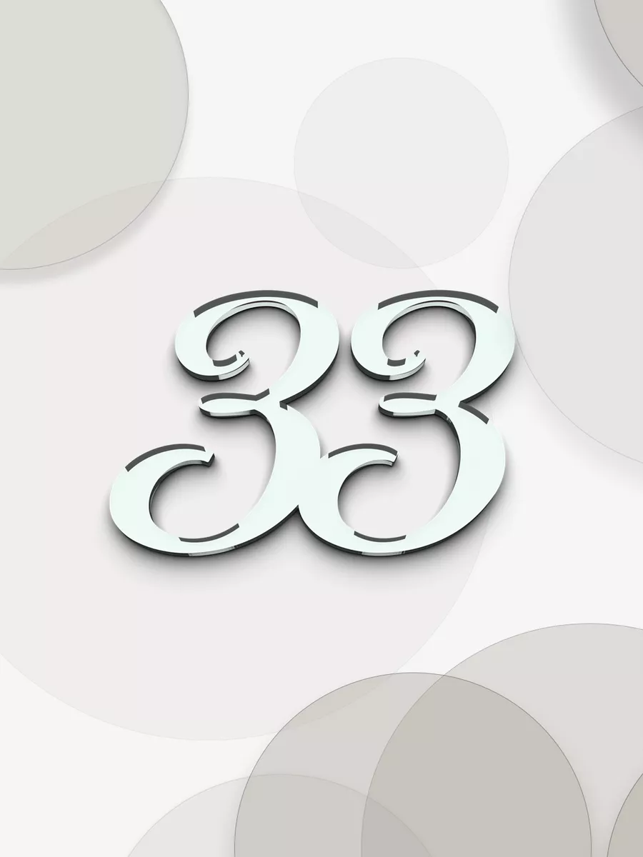 Топпер для торта цифра 33 акриловый серебряный